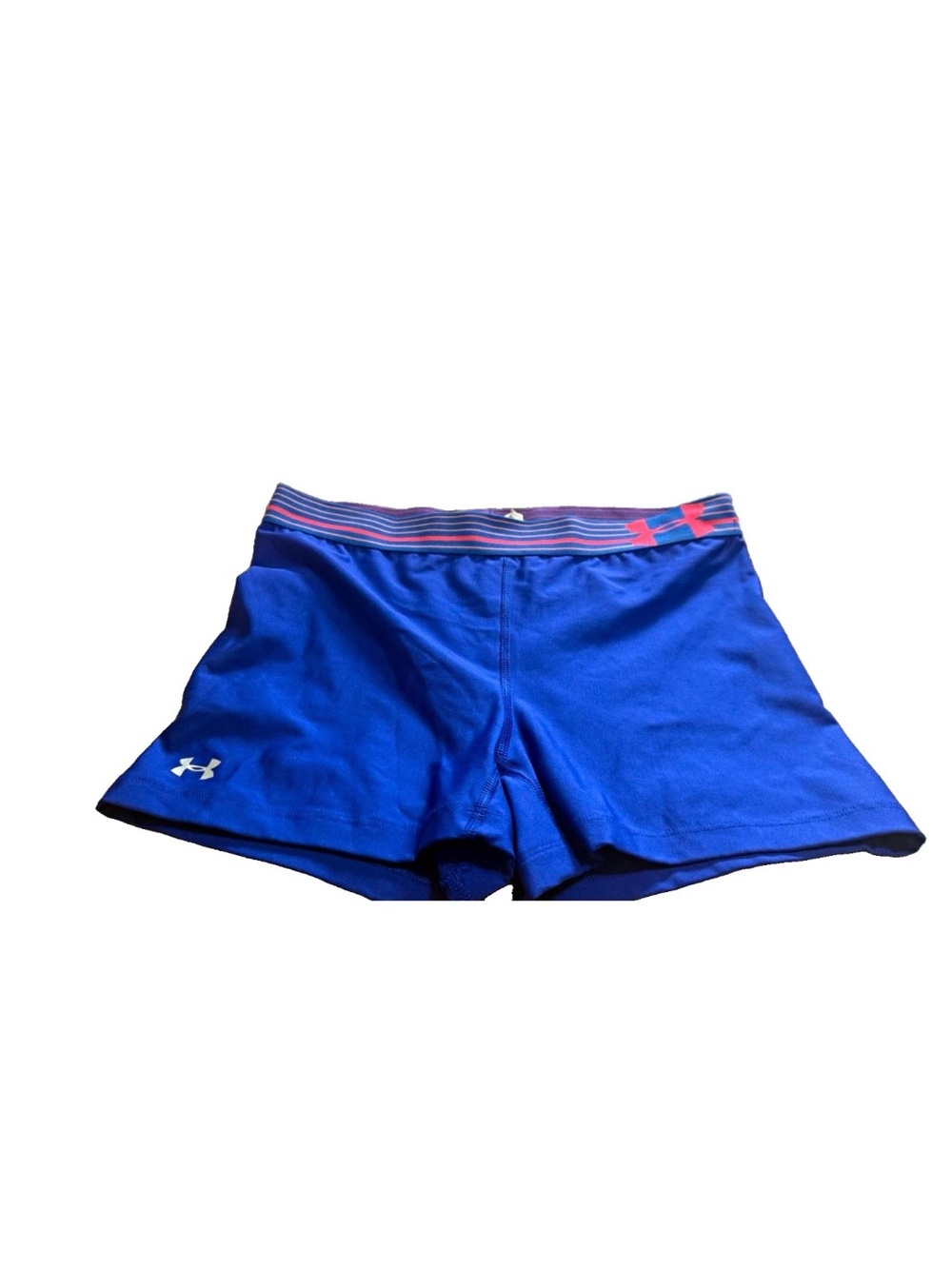 Under Armour HeatGear Women’s Blue Solid Logo Compression Shorts Stretch M 30x4